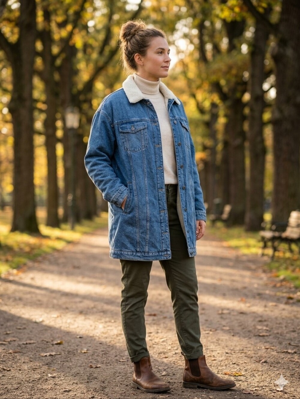 UNISEX‎ Denim Jacket with Faux Shearling Lining NWT